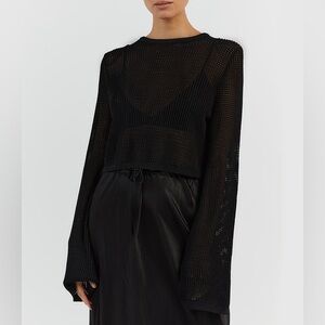 DISSH OPHELIA BLACK LONG SLEEVE CROP TOP Size Small